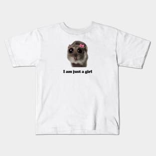 I am Just A Girl Hamster Meme Baby Tee 90s Style Tshirt Weird tshirt Y2k Coquette Aesthetic Funny Tshirt Soft Girl Kids T-Shirt